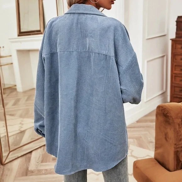 Cozy Button up Corduroy oversized Jacket Shacket - Picture 5 of 5